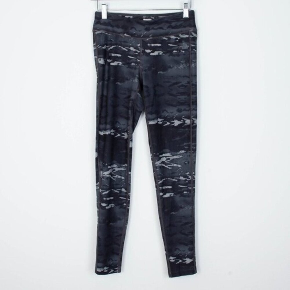 The North‎ Face Womens Camo Mid Rise Leggings Size S Black Gray Athletic Workout